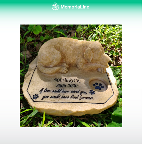 Personalized Pet Memorial Garden Stone with Sleeping Dog