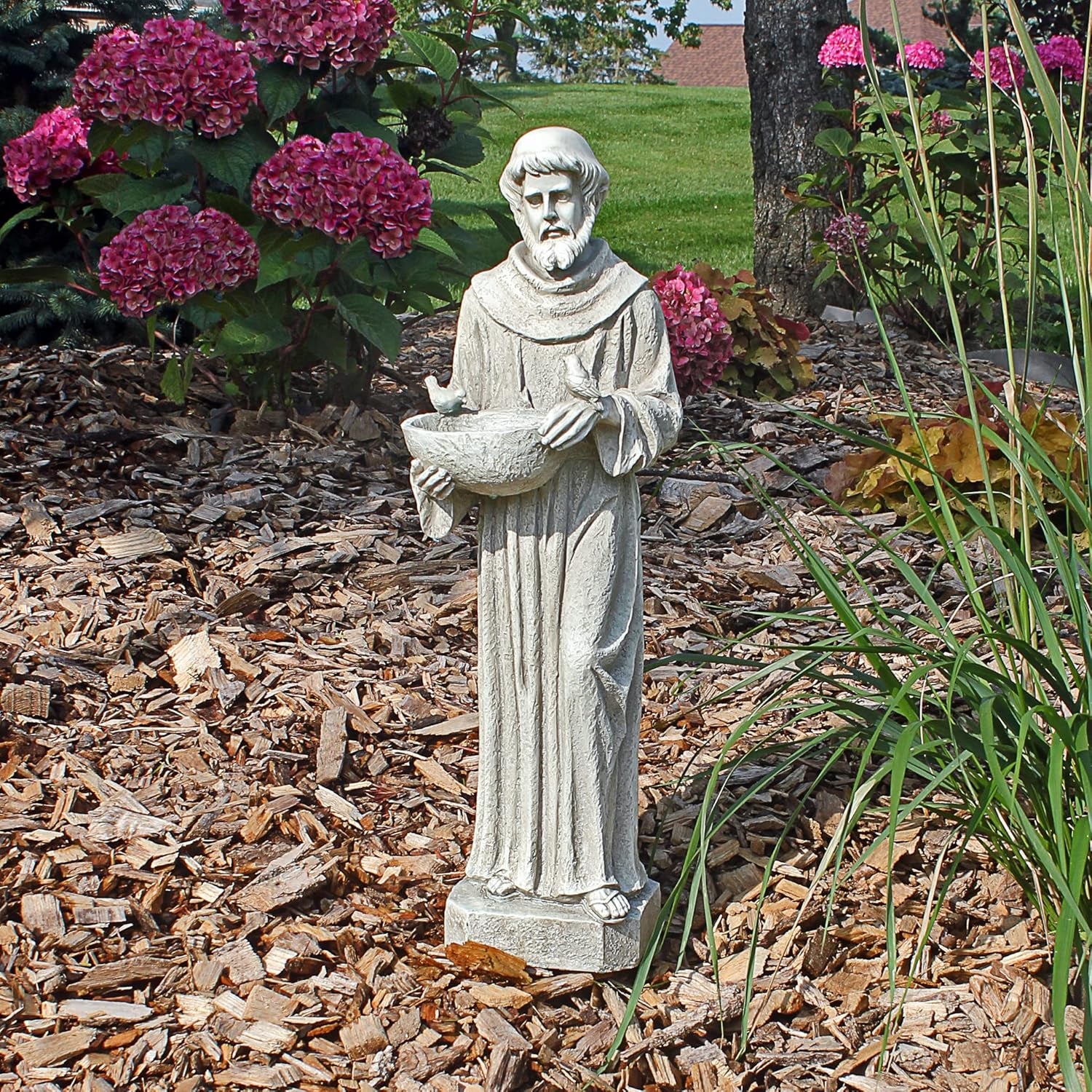 HF309480 Nature'S Nurturer Francis of Assisi Religious Garden Decor Statue Small Size, 6 Inches Wide, 20 Inches Tall Handcast Polyresin, Antique Stone Finish