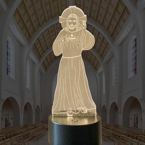 3D Jesus LED Night Light – 7 - Color Illusion Lamp | Sacred Light for Memory, Prayer &amp; Comfort - Memorialine
