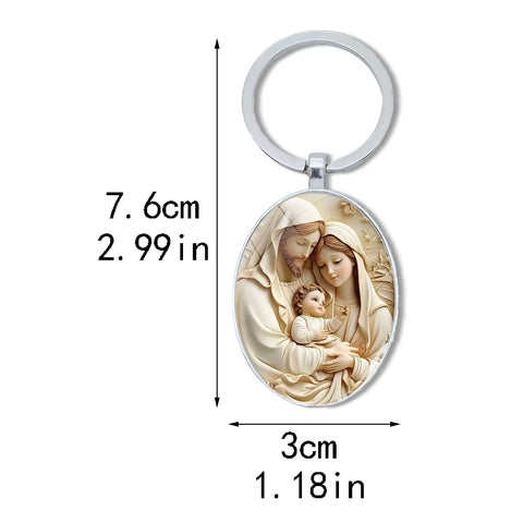 1Pc Retro Virgin Mary Alloy Keychain - Religious Time Gem Pendant Suitable for Car Keys and Backpack Pendant Gift