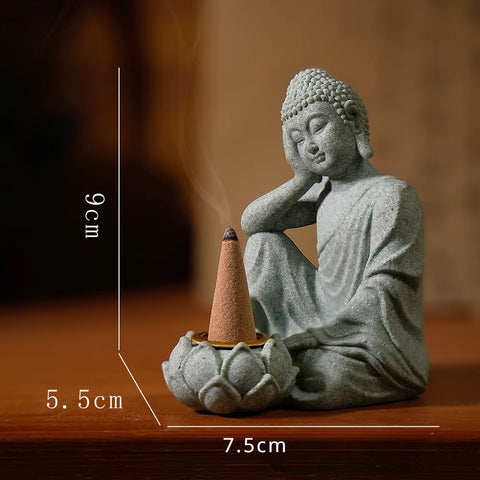 Zen Buddha Statue Incense Holder Home Decoration Candle Tea Light Holders Decor for Garden Patio Desk Porch Yard Art Ornaments