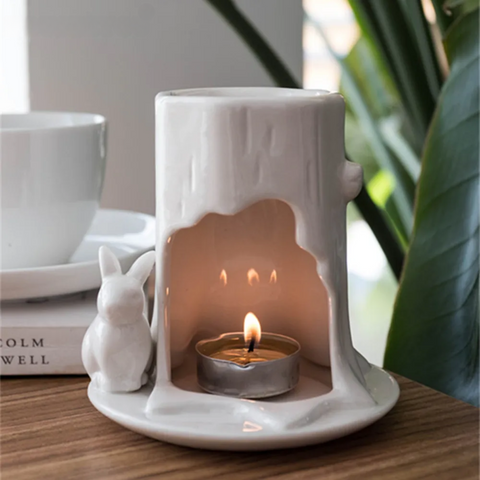 White Ceramic Candle Holder