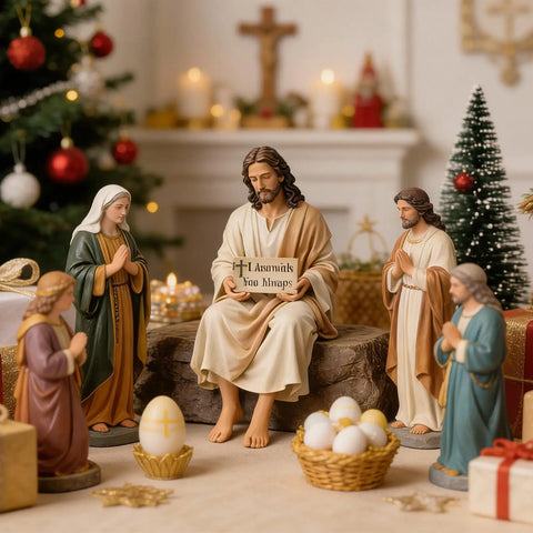 Small Jesus Figurine Religious Statue Christian Home Decor I Am with You Always Miniature Sculpture for Car Dashboard Home