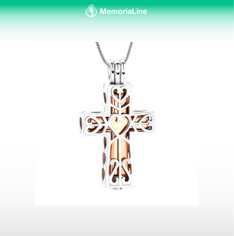 Cremation Cross Urn Necklace for Ashes