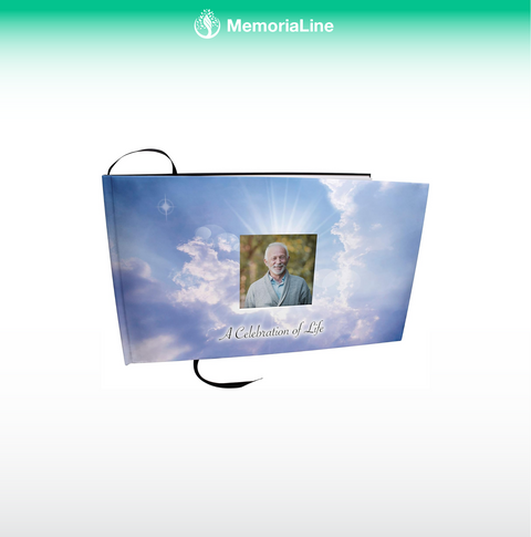 Heavenly Cross Funeral Guest Book - Celebration of Life Memorial Sign-In Book