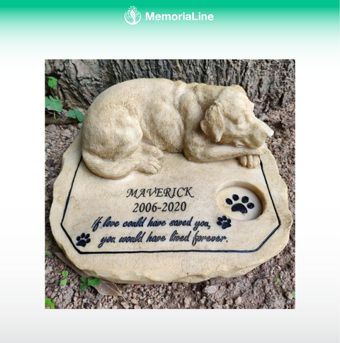 Personalized Pet Memorial Garden Stone with Sleeping Dog