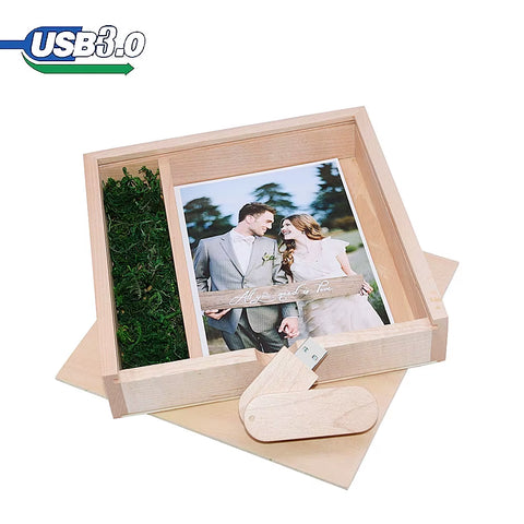 Photo Album Usb + Box Wooden USB 3.0 U Disk Flash Drive Pendrive 8GB 16GB 32GB 64GB 128GB for Photography Wedding Gift