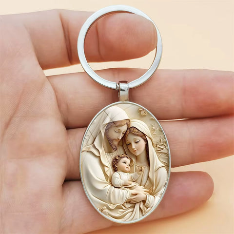 1Pc Retro Virgin Mary Alloy Keychain - Religious Time Gem Pendant Suitable for Car Keys and Backpack Pendant Gift