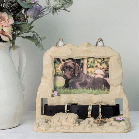 Dog Memorial Gifts for Large Dogs - Dog Figurine with 4" X 6" Photo Frame - Pet Loss Gifts - Pet Memorial Gifts - in Memory of Dog - Dog Memorial Ornament