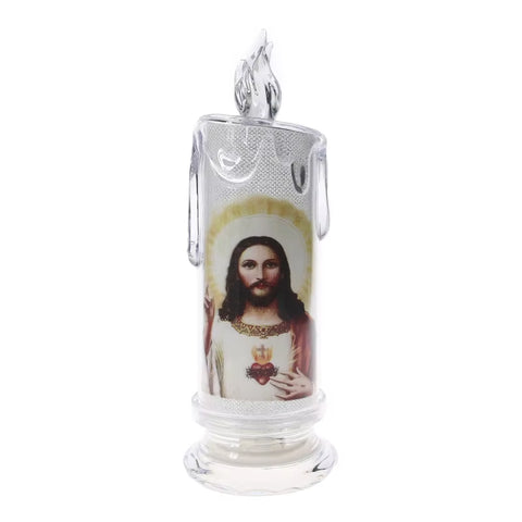 Jesus Virgin Christ Candle Lamp Romantic Tealight Electronic Flameless LED Devotional Prayer Candles Light Religious Decoration