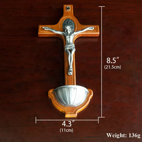 Catholic Cross with Holy Water Wooden Wall Cross for Church and Home Decor Православный Крест