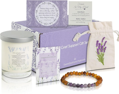 Sympathy Gift Box with 7.5Oz Candle - Remembrance Gifts Include Bracelet, Sympathy Card, Flower Seeds, Candle with Verse, and More in Memory of Loved One Gifts