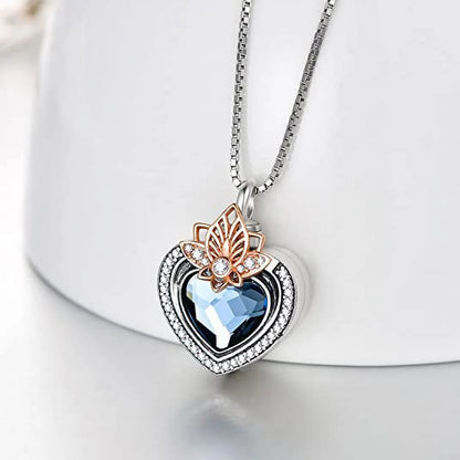 Heart Urn Necklace for Ashes 925 Sterling Silver Heart Memorial Keepsake Cremation Pendant Necklace Cremation Jewelry Gifts for Women Girls Sister