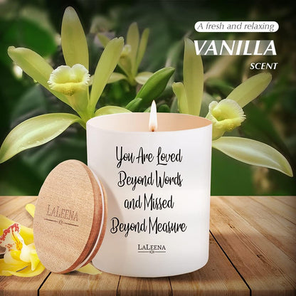 Memorial Candle -  - Sympathy Candle - Loss of Father Present - Loss of a Mother Sympathy Present - Missing a Friend - Celebration of Life (Loved beyond Words, Vanilla)