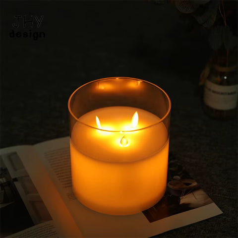 Flameless Candles Battery Operated Flickering Candles with 6-Hour Timer Real Wax Moving Wick Glass Candle for Home Decor