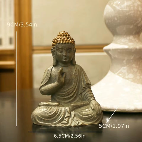 Zen Small Buddha Statue Candlestick Decorative Lamp Antique Porch Bedroom Home Little Monk Meditation Resin Crafts Creative Orna