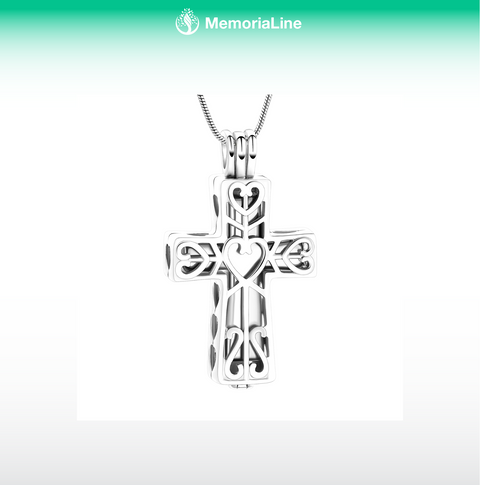 Cremation Cross Urn Necklace for Ashes