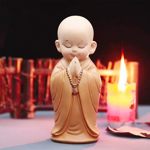 Little Monk Figurine Mini Monk Statue Cute Buddha Monk Statue Adorable Baby Little Monk Decoration Creative Little Monk Ornament