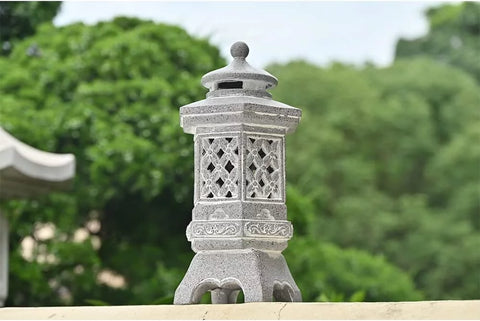 12.6 Inches Pagoda Garden Statues with Solar Lights, Resin Zen Garden Lantern Decor Outdoor Statues Yard Ornaments for Landscape Patio Porch Lawn Decoration