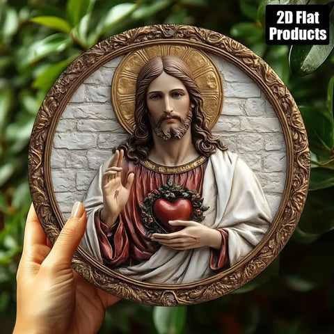 Sacred Heart of Jesus Metal Wall Plaque 6X6 Religious Home Office Decor