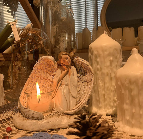 Angel Gifts Candle Holder Votive Vintage Resin Sympathy Gift Candle Remembrance Gifts Bereavement Gifts Condolence Gifts Grieving Gifts for Loss of Loved One (5.3In)