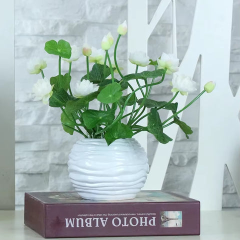 Artificial Simulation Mini Silk Lotus 4 Colors Green Plants Decoration for Home Hotel Garden Table Decor Fake Flowers