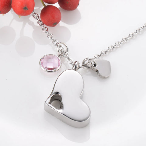 Stainless Steel Heart Cremation Urn Necklace Ash Jewelry Memorial Keepsake Pendant Necklace