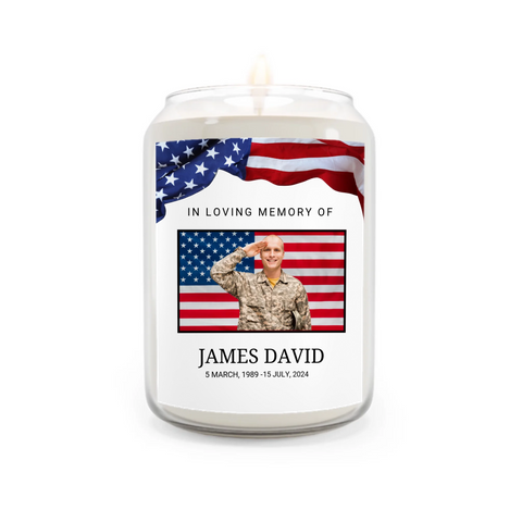 Personalized Memorial Candle – In Honor of a Fallen Hero