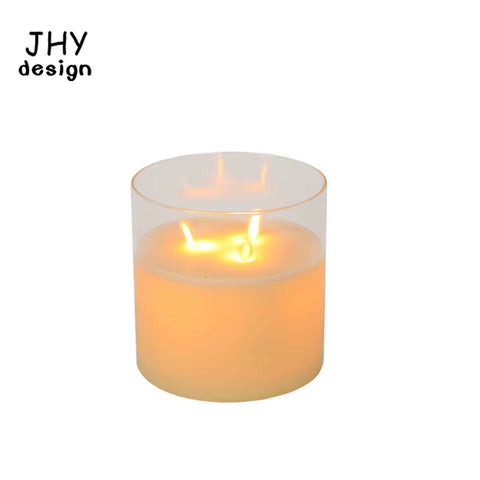 Flameless Candles Battery Operated Flickering Candles with 6-Hour Timer Real Wax Moving Wick Glass Candle for Home Decor