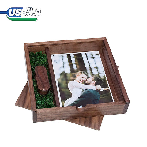 Photo Album Usb + Box Wooden USB 3.0 U Disk Flash Drive Pendrive 8GB 16GB 32GB 64GB 128GB for Photography Wedding Gift