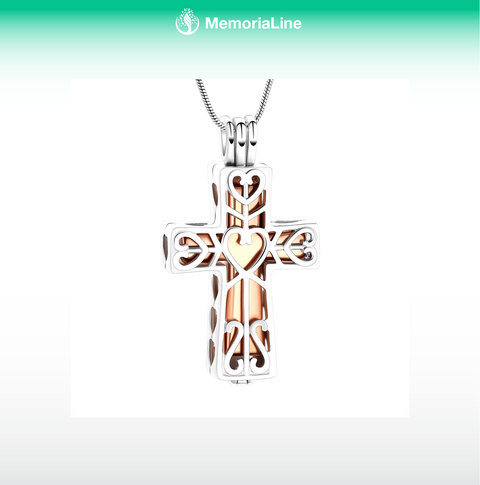 Cremation Cross Urn Necklace for Ashes