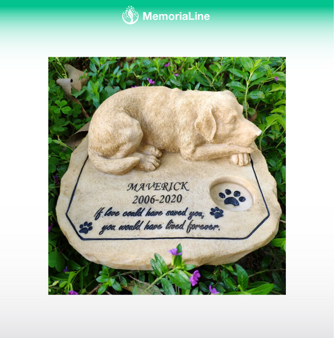 Personalized Pet Memorial Garden Stone with Sleeping Dog