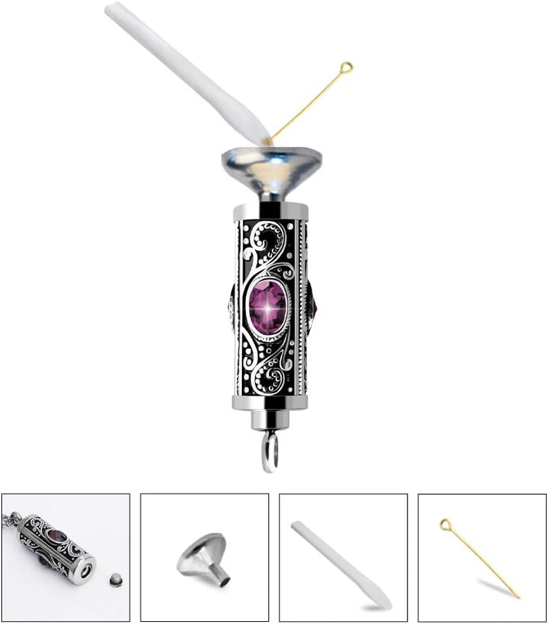 Crystal Cremation Urn Necklace for Ashes Keepsake Cremation Jewelry for Human Ashes Stainless Steel Memorial Pendant with Flower for Women