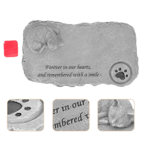 Cat Paw Print Stone Pet Gravestone Garden Decor Memorial Tombstone Tomb Animal Funeral