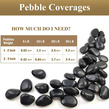 10 Pounds Natural Black Pebbles Rocks for Plants– 2-3 Inch Ornamental Black River Rocks for Garden Landscaping Home Décor Yard Paving Fountain and Outdoor Decorative Black Stones