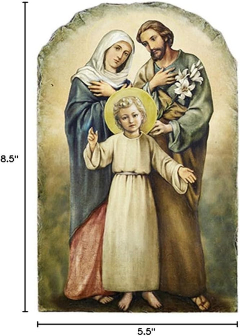 Catholic Holy Family Icon Tile Plaque with Stand, 8 1/2 Inch