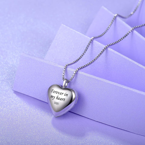 925 Sterling Silver Cremation Necklace CZ Heart Urn Pendant Jewelry for Pet Human Ashes Keepsake Memorial Jewelry Gift for Women