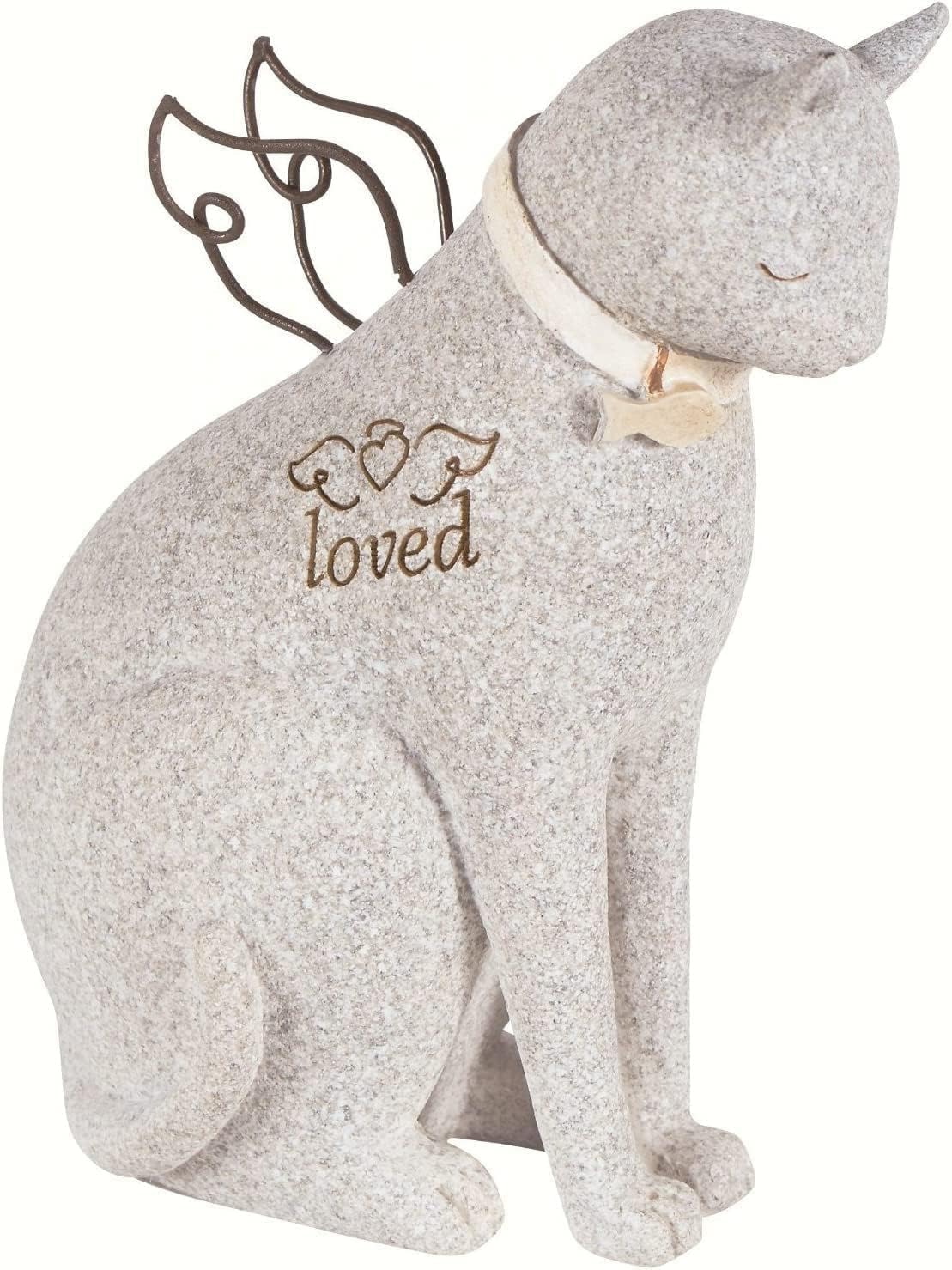 Bereavement Memorial Cat Figurine Statue with Angel Wings Memory Pet Lost Sympathy Gift, by Robin Davis