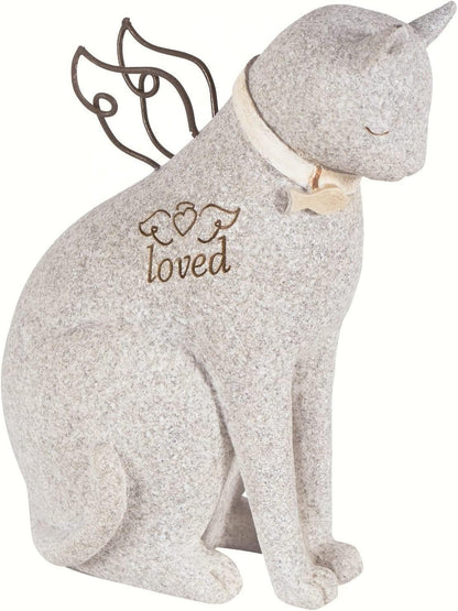 Bereavement Memorial Cat Figurine Statue with Angel Wings Memory Pet Lost Sympathy Gift, by Robin Davis