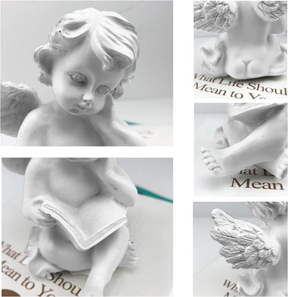 Cherubs Angels Resin Garden Statue Figurine , Adorable Angel Sculpture Memorial Statue, Indoor Outdoor Home Garden Decoration (Reading Cherub)