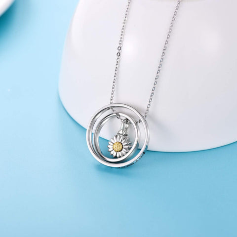 Cremation Jewelry 925 Sterling Silver Sunflower/Rose/Paw Urn Necklace for Ashes Memorial Keepsake Gifts for Women