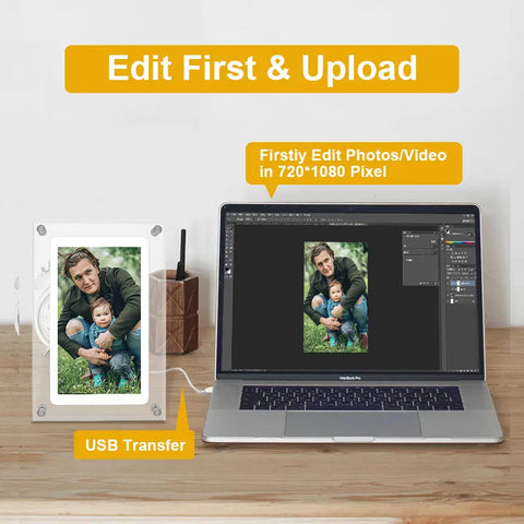 BIG Promotion 5 Inch Acrylic Digital Photo Frame Vertical Display ONLY 1000 AMH 2GB Memory Best Gift for Family