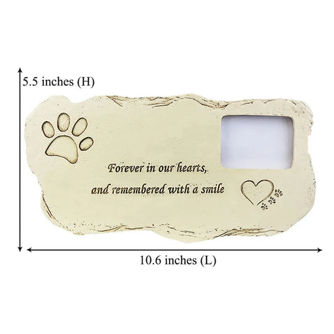 Personalized Pet Memorial Stone with Photo Frame Paw Print Grave Pet Monument Tombstone for Dogs Cats JSYS