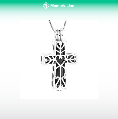 Cremation Cross Urn Necklace for Ashes