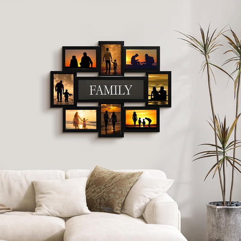 8 Opening Family Reunion Photo Frames, Collage Picture Frames for Wall Decor, Reunion Friends Memory Photo Frame Selfie Gallery Collage, Wall Hanging for 4X6 Picture Frames Black