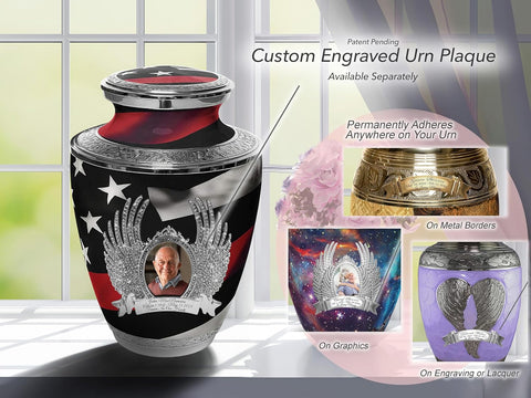 Red Line Firefighter Cremation Urn for Human Ashes for Funeral, Burial or Home. Cremation Urns for Ashes Adult Male Large Urns for Dad and Cremation Urns for Human Ashes Large