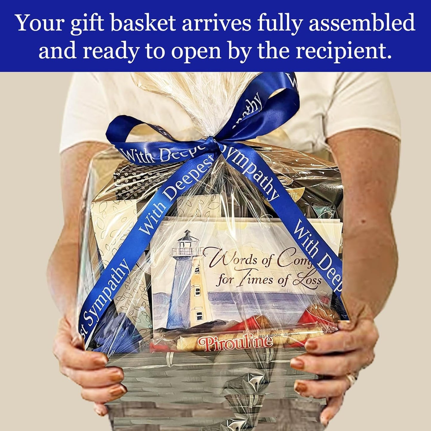 Words of Comfort Christian Sympathy Gift Basket for Loss of Mother, Father, Loved One Christian Bereavement Gift with Book plus Gourmet Snacks to Send Condolences for Men, Women, Clients, Co-Workers, Family and Friends