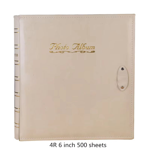 PU Leather Vintage Bronzing Cover Photo Album 6-Inch 500 Sheets Interstitial Pictures Photo Album Wedding Travel Birthday Memory