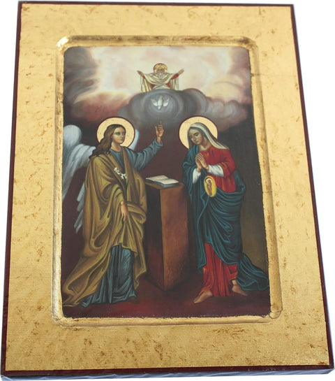 Annunciation - Visitation Icon with Sheets of Gold (Lithography) (12 X 9.5)