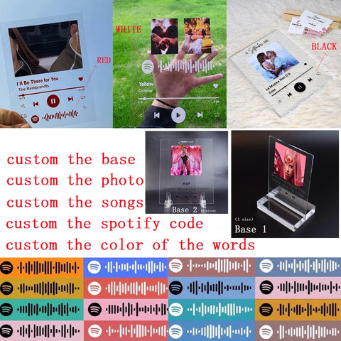 Custom Music Code Acrylic Music Board Personalized Music Personal Photo Style Acrylic Anniversary Photo Album Plaque